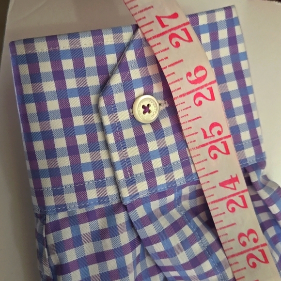 Bugatchi Shaped Fit Purple Blue Plaid Men's Button Up Dress Shirt Sz XL - Picture 8 of 9